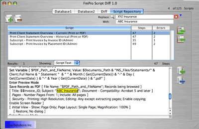 FmPro Script Diff - Search & Replace - Mac OS X